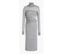 Mélange draped merino wool midi dress - Gray