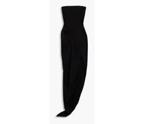 Ledger strapless draped satin-crepe gown - Black