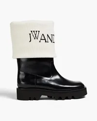 J.W.Anderson Fisherman wool-jacquard and glossed-leather ankle boots - Black Black