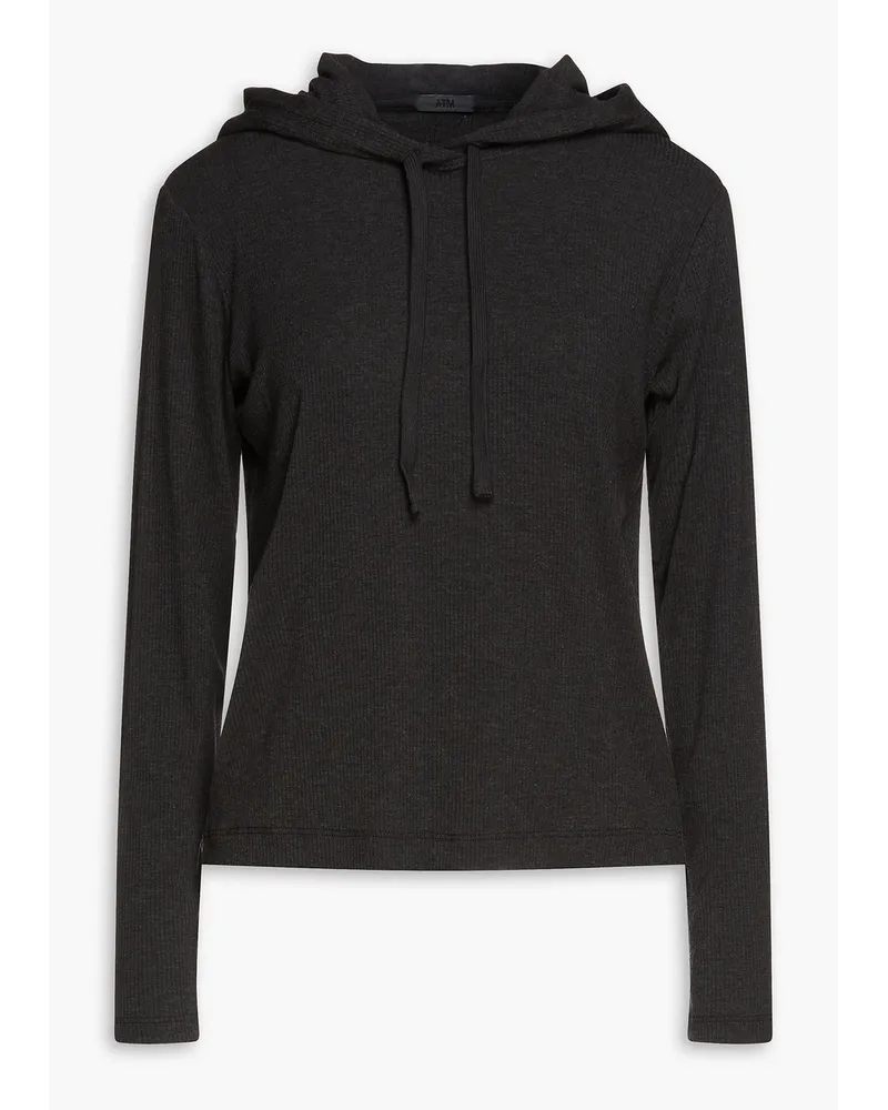 Ribbed stretch-modal hoodie - Gray