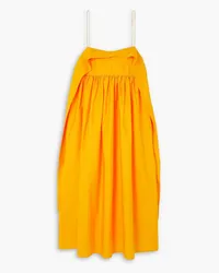 Cecilie Bahnsen Susa ruffled cutout cotton-poplin midi dress - Orange Orange