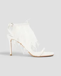 Emilio Pucci Feather-embellished leather sandals - White White