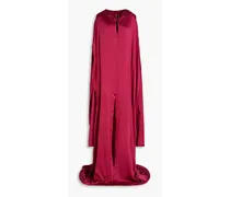 Cutout silk-satin hooded cape - Purple