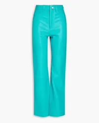 ROTATE Birger Christensen Pebbled-leather straight-leg pants - Blue Blue