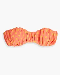 Caroline Constas Leila gathered polka-dot bandeau bikini top - Orange Orange