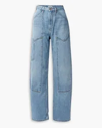 RE/DONE Paneled high-rise straight-leg jeans - Blue Blue