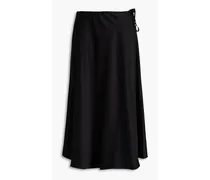 Wrap-effect satin midi skirt - Black