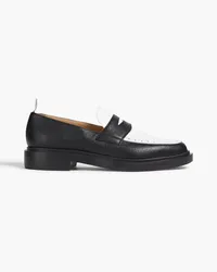 Thom Browne Two-tone pebbled-leather loafers - Black Black