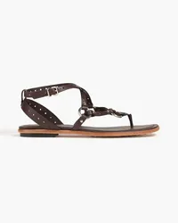 TOD'S Embellished perforated leather sandals - Brown Brown