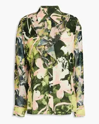 3.1 phillip lim Ruffled printed jacquard and georgette shirt - Green Green