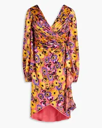 THEIA Monika wrap-effect floral-print devoré-chiffon dress - Pink Pink