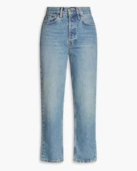 RE/DONE Cropped faded high-rise straight-leg jeans - Blue Blue