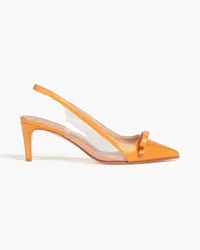 RED Valentino Sadie bow-detailed leather and PVC slingback pumps - Orange Orange