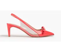 Sadie bow-detailed leather and PVC slingback pumps - Orange