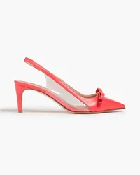 RED Valentino Sadie bow-detailed leather and PVC slingback pumps - Orange Orange