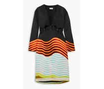 Cutout striped faille dress - Black