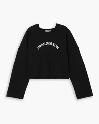 J.W.Anderson Cropped embroidered wool and cashmere-blend sweater - Black Black