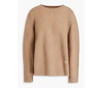 Embroidered ribbed cashmere sweater - Neutral