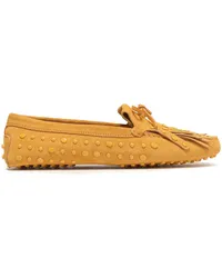 TOD'S Fringed studded suede loafers - Yellow Yellow