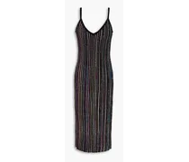 Metallic crochet-knit dress - Black