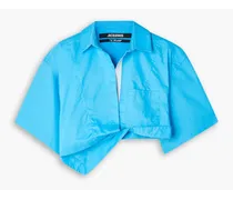 Capri cropped cotton-poplin shirt - Blue