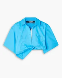 Jacquemus Capri cropped cotton-poplin shirt - Blue Blue