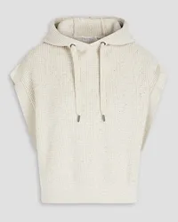 Brunello Cucinelli Sequin-embellished cotton-blend hooded vest - White White