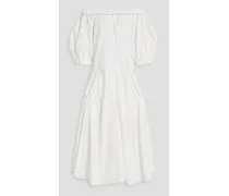 Maggie off-the-shoulder cotton-poplin midi dress - White