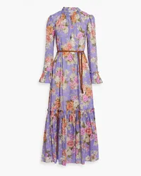 Zimmermann Gathered floral-print cotton-gauze maxi dress - Purple Purple