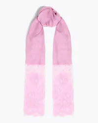 Valentino Garavani Lace-paneled modal and cashmere-blend scarf - Pink Pink