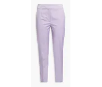 Scalloped cotton-blend tapered pants - Purple