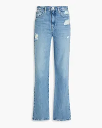 Frame Denim Distressed faded high-rise straight-leg jeans - Blue Blue