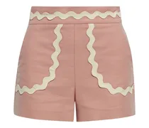 Rickrack-trimmed cotton-blend shorts - Pink