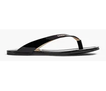 Tetsu logo-embellished patent-leather flip flops - Black