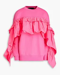 RED Valentino Oversized taffeta-paneled French cotton-blend terry sweatshirt - Pink Pink