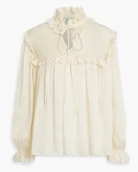 Etro Ruffled metallic silk-blend jacquard blouse - White White