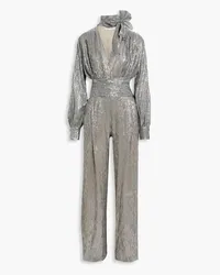 Oscar de la Renta Gathered metallic silk-blend jumpsuit - Metallic Metallic