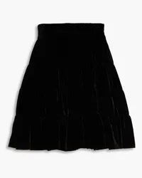 Sandro Tiered gathered velvet skirt - Black Black