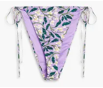 Ipanema Dos Gardenias Lila quilted floral-print mid-rise bikini briefs - Purple