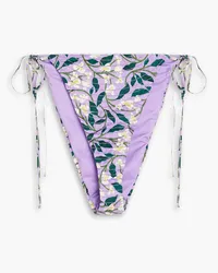 AGUA BENDITA Ipanema Dos Gardenias Lila quilted floral-print mid-rise bikini briefs - Purple Purple