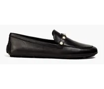 Allpearls embellished leather loafers - Black