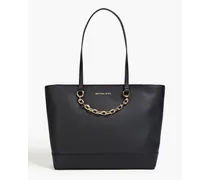 Jet Set chain-embellished faux textured-leather tote - Black