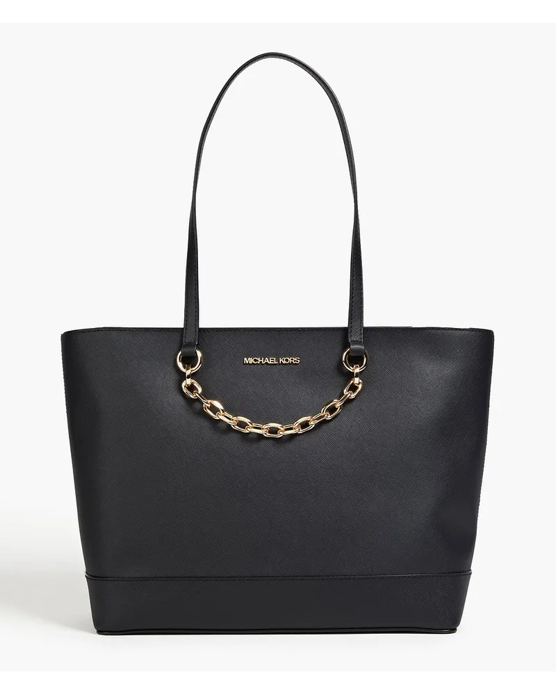 Michael Kors Jet Set chain-embellished faux textured-leather tote - Black Black