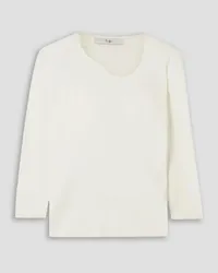 tibi Giselle asymmetric ribbed stretch-knit sweater - White White