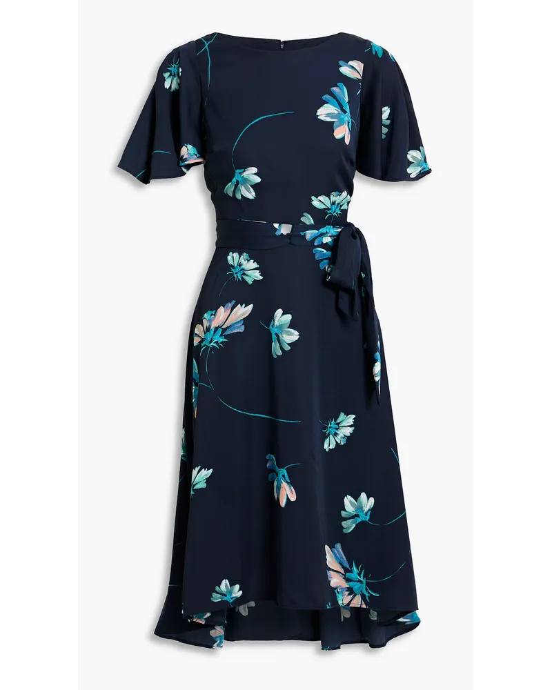 DKNY Floral-print crepe de chine dress - Blue Blue