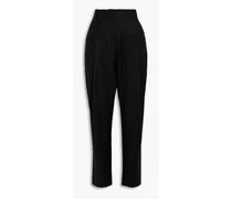 Ayasin pleated wool-twill tapered pants - Black