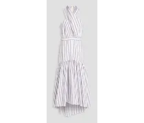Radley Striped poplin halterneck midi dress - White