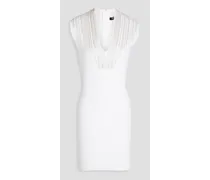 Embellished stretch-knit mini dress - White
