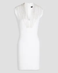 Balmain Embellished stretch-knit mini dress - White White