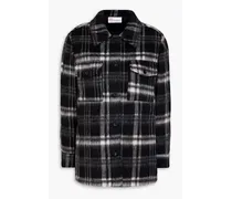 Checked wool-blend flannel jacket - Black